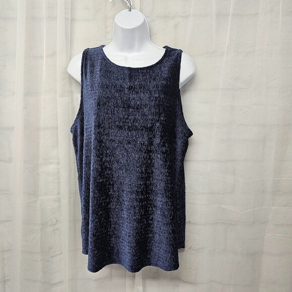 Fourteenth Place Midnight Blue Velour Crinkled Tank Boho Minimalist M - Picture 1 of 10